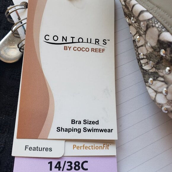 Brown and Cream with Rhinestones Contour by Reef Size 14 Bra 38C - Picture 6 of 6